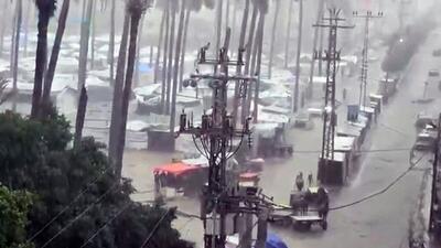  سیلاب در غزه چادر آوارگان را غرق کرد