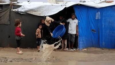  سیلاب در غزه چادر آوارگان را غرق کرد
