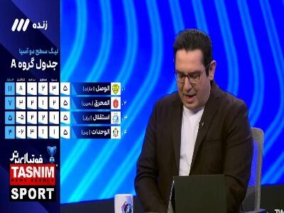  جدول گروه A بعد از پایان بازی امشب استقلال مقابل الوصل امارات