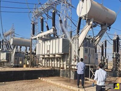  مقره‌شویی پست‌های برق شرق اهواز در پی گرد و غبار شدید