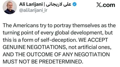  لاریجانی: مذاکرات واقعی را می‌پذیریم