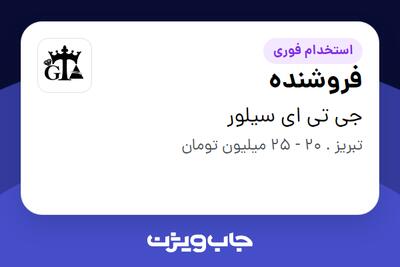  استخدام فروشنده - خانم در جی تی ای سیلور