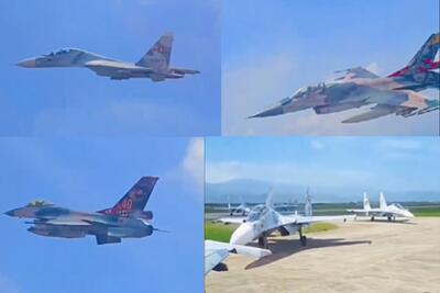  ببینید | تصاویری از تمرینات نیروی هوایی ونزوئلا با پرواز جنگنده‌های F-16 و Su-30