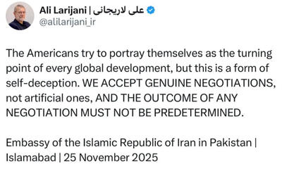  لاریجانی: مذاکرات واقعی را می‌پذیریم!