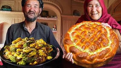  پخت خوراک گل کلم در غار توسط زوج افغان (فیلم)