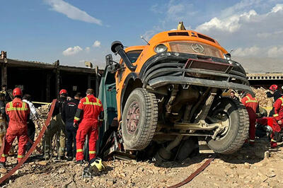  سقوط مرگبار کامیون در گودال آب‌انبار