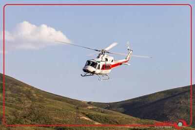  عملیات آب‌گیری بالگرد جمعیت هلال‌احمر برای اطفای حریق جنگل‌های ارسباران