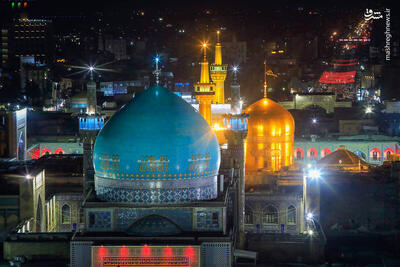  فیلم/ تصاویر هوایی از اقامه نماز باران در حرم مطهر امام رضا(ع)