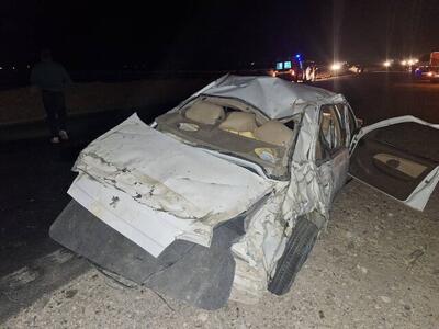  ۲ فوتی و ۲ مصدوم در واژگونی خودروی سواری در محور شیراز- اصفهان