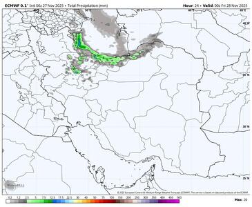  عکس: تصویری از مجموع بارش امروز روی نقشه