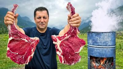  غذای روستایی آذربایجان؛ استیک کبابی در دل طبیعت (فیلم)