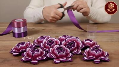  ترفند ساخت گل رز ساتن سه رنگ با بطری پلاستیکی!
