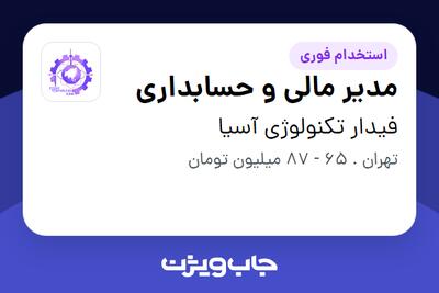  استخدام مدیر مالی و حسابداری در فیدار تکنولوژی آسیا