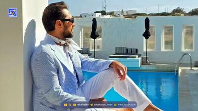  آلبوم تولد فوق لاکچری پسر بهرام رادان و مینا مختاری با دیزاین کرم قهوه ای و گل های شیک و خاص