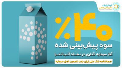  فرصت جدید سرمایه‌گذاری با ۴۰ ٪ سود پیش‌بینی‌شده و تضمین اصل سرمایه توسط ضمانت‌نامه بانک ملی ایران