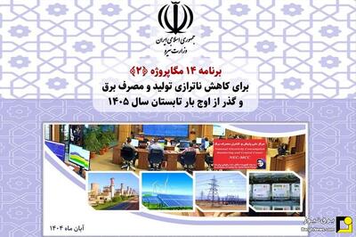  دانلود تمام برنامه ۱۴ مگاپروژه برق برای گذر از پیک تابستان ۱۴۰۵