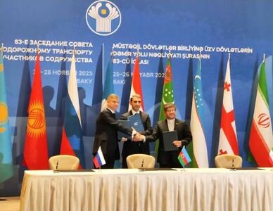  امضای تفاهم نامه ریلی ایران، روسیه و جمهوری آذربایجان برای توسعه کریدور شمال- جنوب