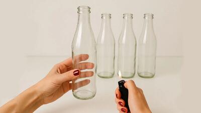  ترفند برش دادن بطری شیشه ای با فندک / چطور شیشه را با فندک برش دهیم ؟