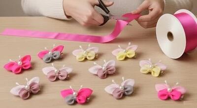  ساخت پروانه تزئینی با روبان ساتن و مروارید!