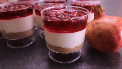  «طرز تهیه چیزکیک لیوانی انار فوری و آسان »