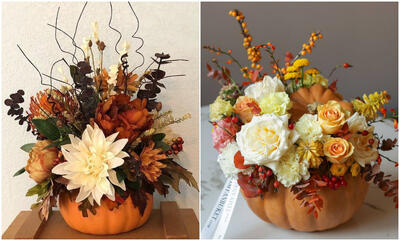  گل‌آرایی پاییزی با کدو حلوایی؛ ایده‌ای خاص برای سورپرایز کردن