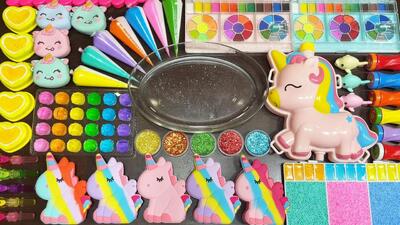  آموزش ساخت اسلایم یونیکورن | اسلایم بازی جدید | ترکیب کردن اسلایم رنگی