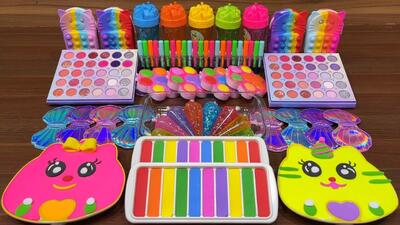  آموزش ساخت اسلایم کودکانه ، اسلایم بازی جدید ، مخلوط کردن اسلایم شفاف و رنگی