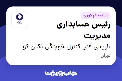  استخدام رئیس حسابداری مدیریت در بازرسی فنی کنترل خوردگی تکین کو