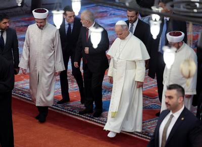  حضور پاپ در مسجد سلطان احمد استانبول + تصاویر