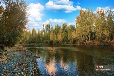  طبیعت پاییزی حاشیه زاینده رود در شهرستان سامان