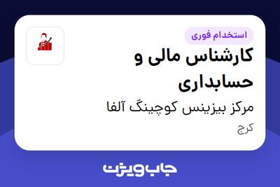  استخدام کارشناس مالی و حسابداری در مرکز بیزینس کوچینگ آلفا