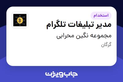  استخدام مدیر تبلیغات تلگرام در مجموعه نگین محرابی