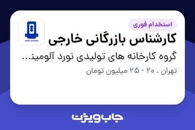  استخدام کارشناس بازرگانی خارجی در گروه کارخانه های تولیدی نورد آلومینیوم