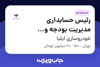  استخدام رئیس حسابداری مدیریت بودجه و گزارشات در خودروسازی ایلیا