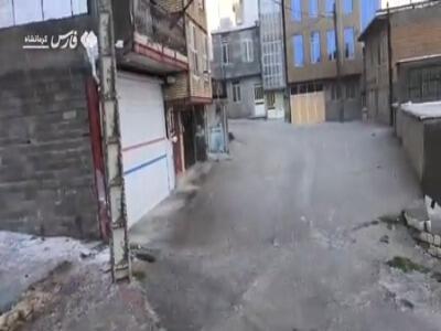  بارش شدید تگرگ در روانسر کرمانشاه