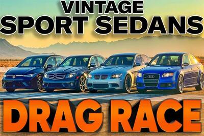  درگ جذاب گلف R با سدان‌های اسپرت V8 قدیمی آئودی، مرسدس و بی‌ام‌و