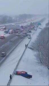  تصادف وحشتناک صدها خودرو در ایندیانا آمریکا + فیلم