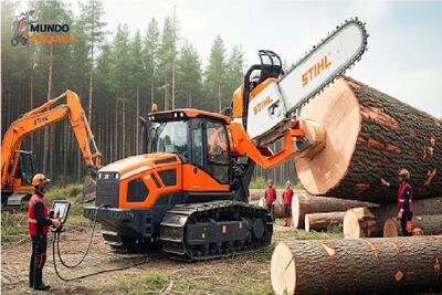  ابزارآلات غول پیکر؛ بیل مکانیکی آوردن دوسته و دوکاره سرعت کار X2 بشه