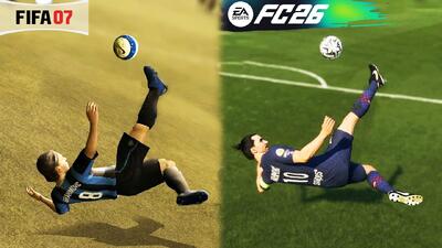  مقایسه جزئیات گرافیکی در ضربات قیچی برگردان از FIFA 94 تا EA FC 26