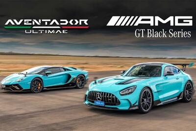  درگ دیدنی لامبورگینی اونتادور اولتیمائه و مرسدس AMG GT بلک سریز