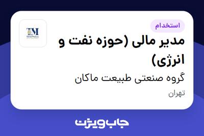  استخدام مدیر مالی (حوزه نفت و انرژی) در گروه صنعتی طبیعت ماکان