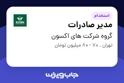  استخدام مدیر صادرات در گروه شرکت های اکسون