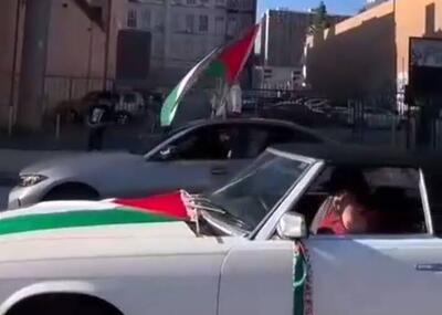  فیلم/ راهپیمایی خودرویی همبستگی با فلسطین در لس آنجلس