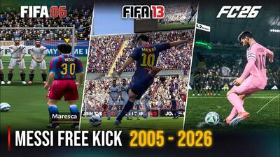  مقایسه جزئیات گرافیکی ضربات آزاد لیونل مسی در بازی‌های فیفا؛ از FIFA 05 تا EA FC 26 - پارس فوتبال