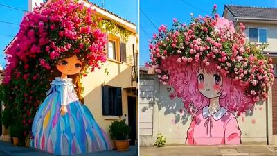  نقاشی دیواری به همراه درختان و گیاهان؛ جاذبه‌ ای برای چشم‌ ها و آرامش روح
