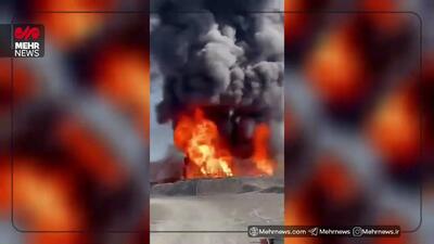  آتش‌سوزی شدید انبار دپوی سوخت قاچاق در شهرستان سرباز