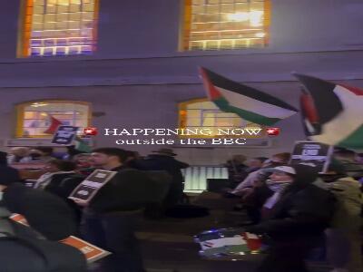  برگزاری تظاهرات ضد اسرائیلی مقابل شبکه  «بی‌بی‌سی» در لندن