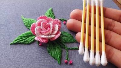  تکنیک آسان گلدوزی گل رز سه بعدی؛ یه گل رز برجسته و شیک روی پارچه بدوز!
