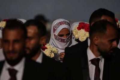  مراسم عروسی دسته‌جمعی در غزه پس از دو سال جنگ | تصاویر
