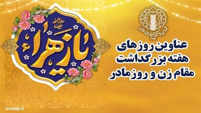  اعلام شعار محوری و عناوین روزهای هفته بزرگداشت مقام زن و روز مادر